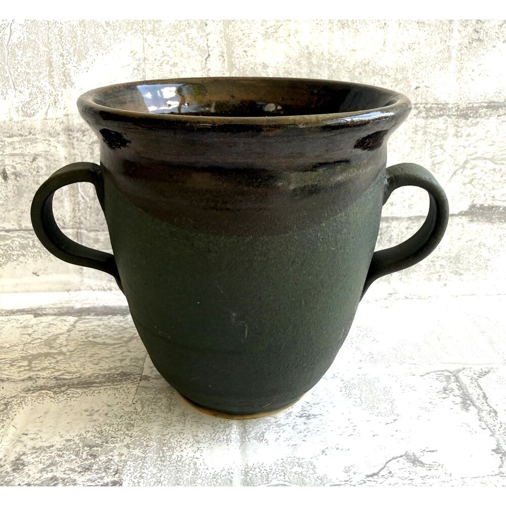 D Savidge Signed Studio Pottery Earthy Goblincore Double Handle Handmade Vase